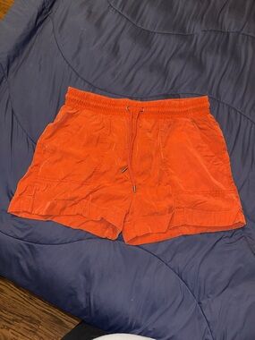 Orange Corduroy Drawstring Shorts